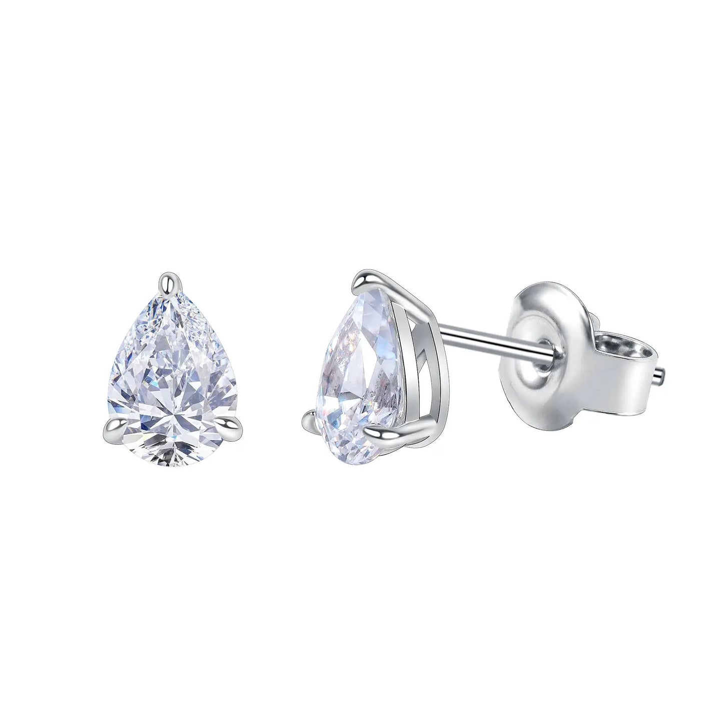 Moissanite Pear Cut Stud Earrings 0.5-1ct Sterling Silver Gold Plated VVS1
