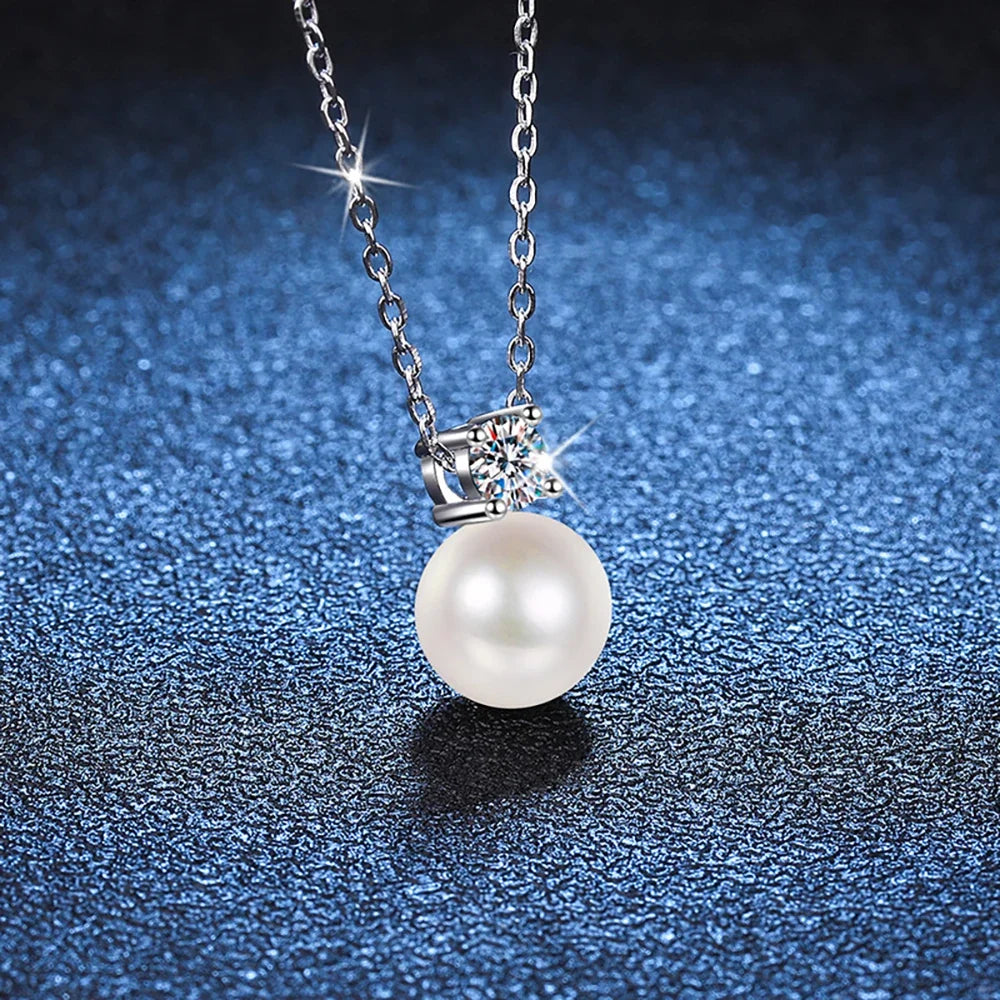 Freshwater Pearl & Moissanite Necklace and Earring Set