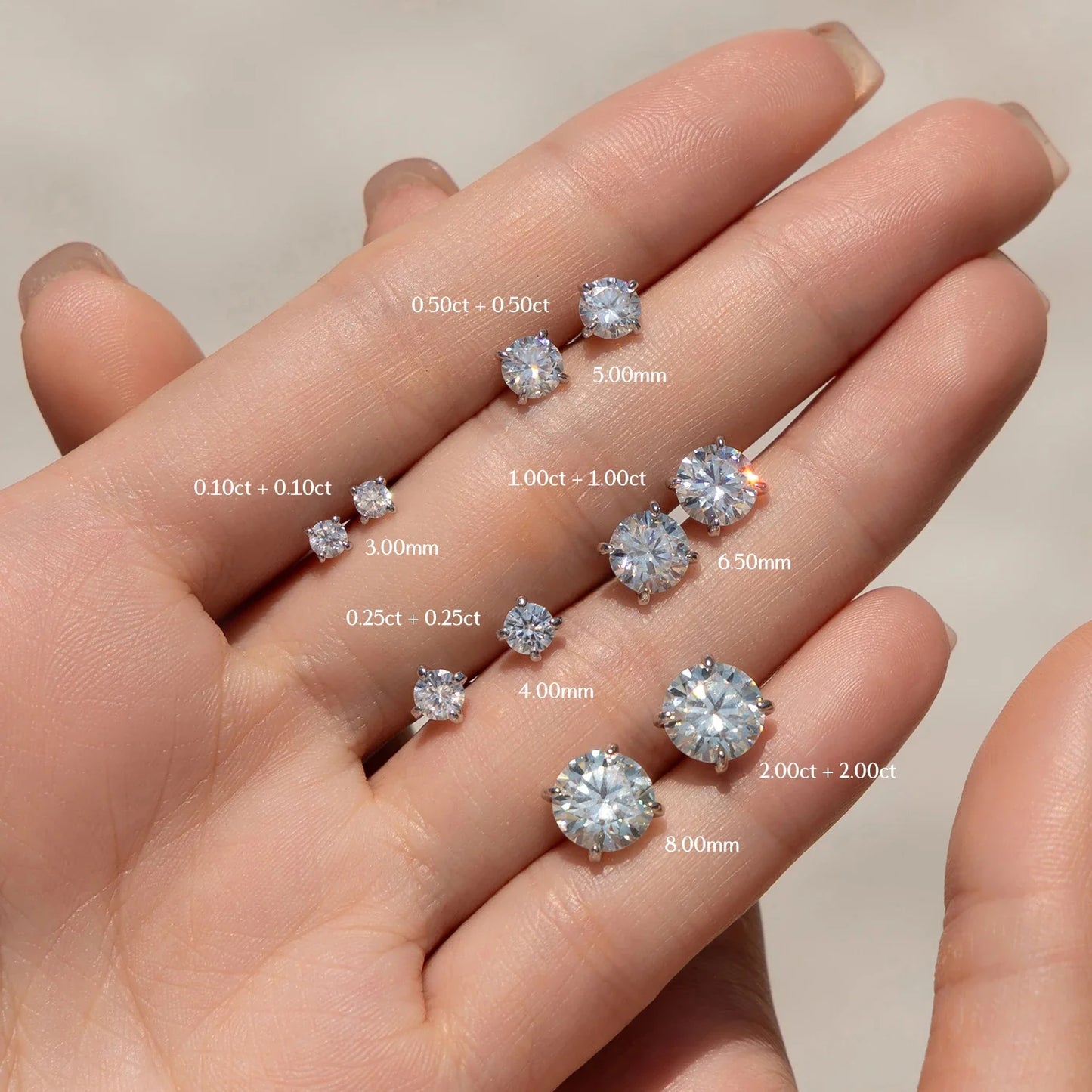 925 Sterling Silver Moissanite Round Stud Earrings D Color Sparkling