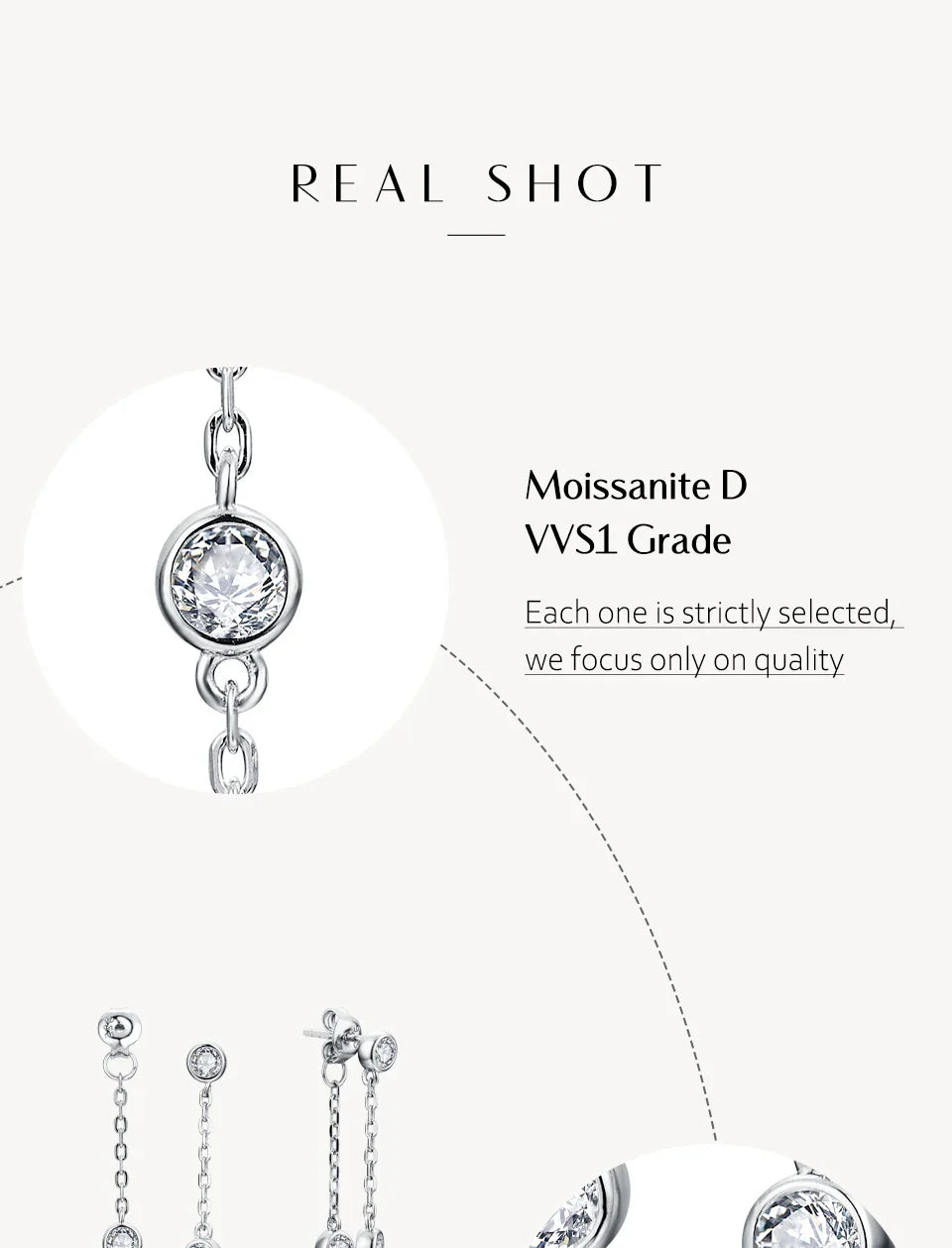 Moissanite Round Stud Earrings 3.5mm D/VVS1 Sterling 925 Silver Drop