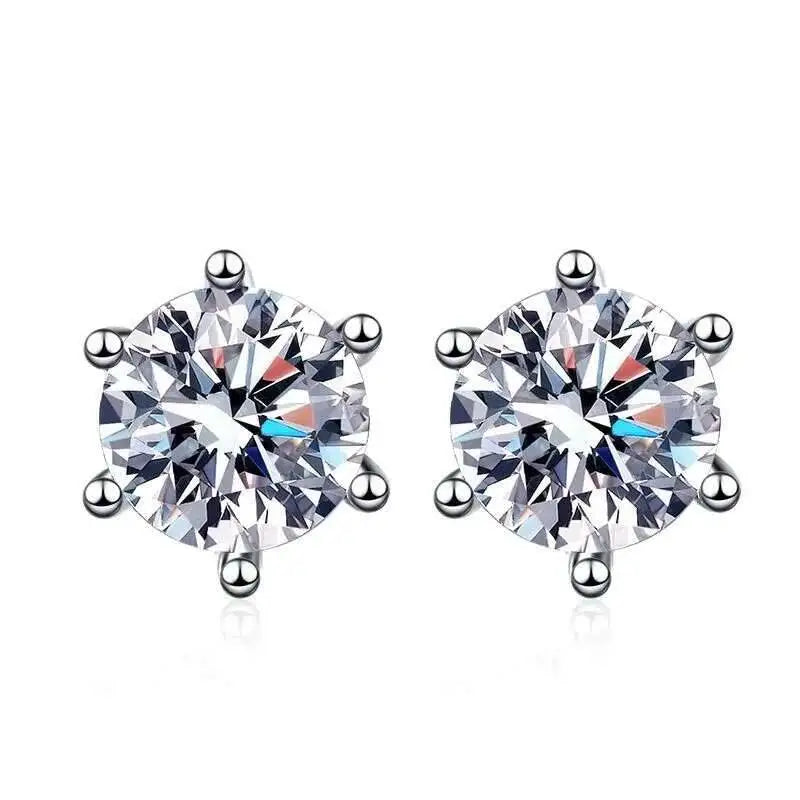 Moissanite Screw Stud Earrings 0.2-2CT D Color 925 Sterling Silver 6 Prong