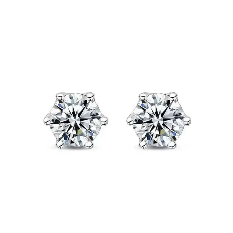 Moissanite Screw Stud Earrings 0.2-2CT D Color 925 Sterling Silver 6 Prong