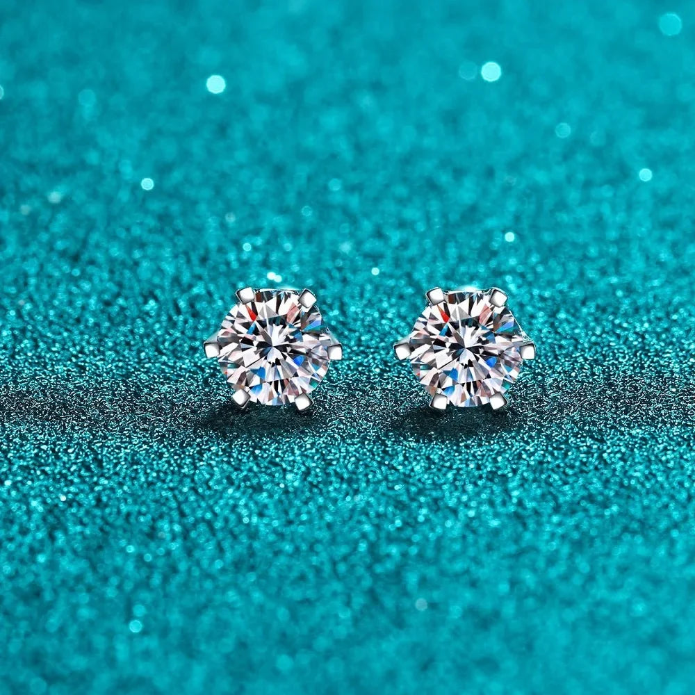 Six-Prong Moissanite Ball-Back Stud Earrings