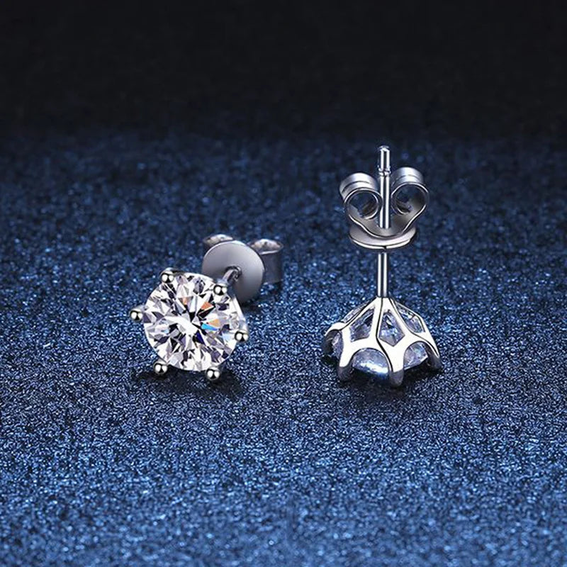 Six-Prong Moissanite Ball-Back Stud Earrings