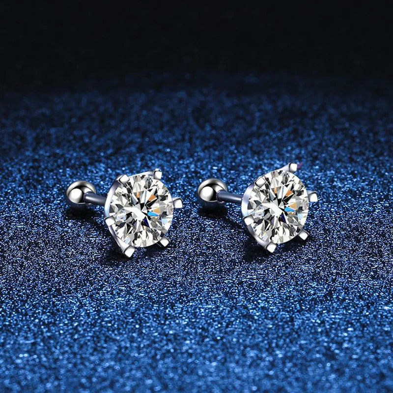 Six-Prong Moissanite Ball-Back Stud Earrings