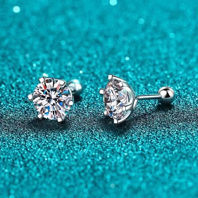 Six-Prong Moissanite Ball-Back Stud Earrings