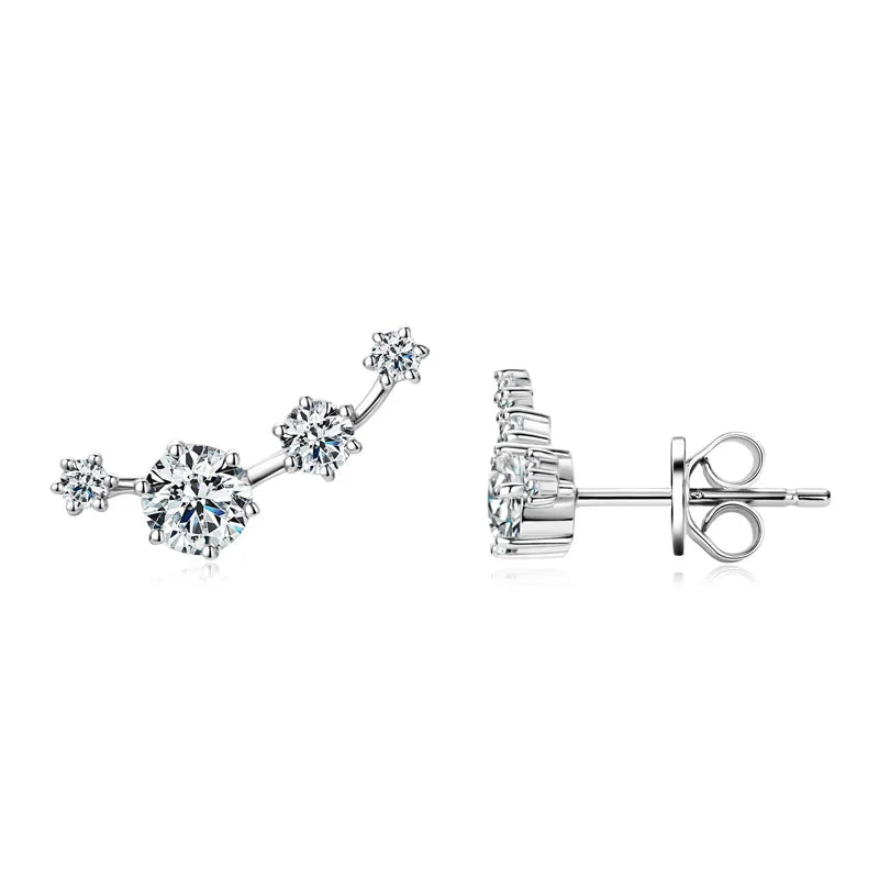 Four-Stone Moissanite Ear Climber Earrings in Sterling Silver