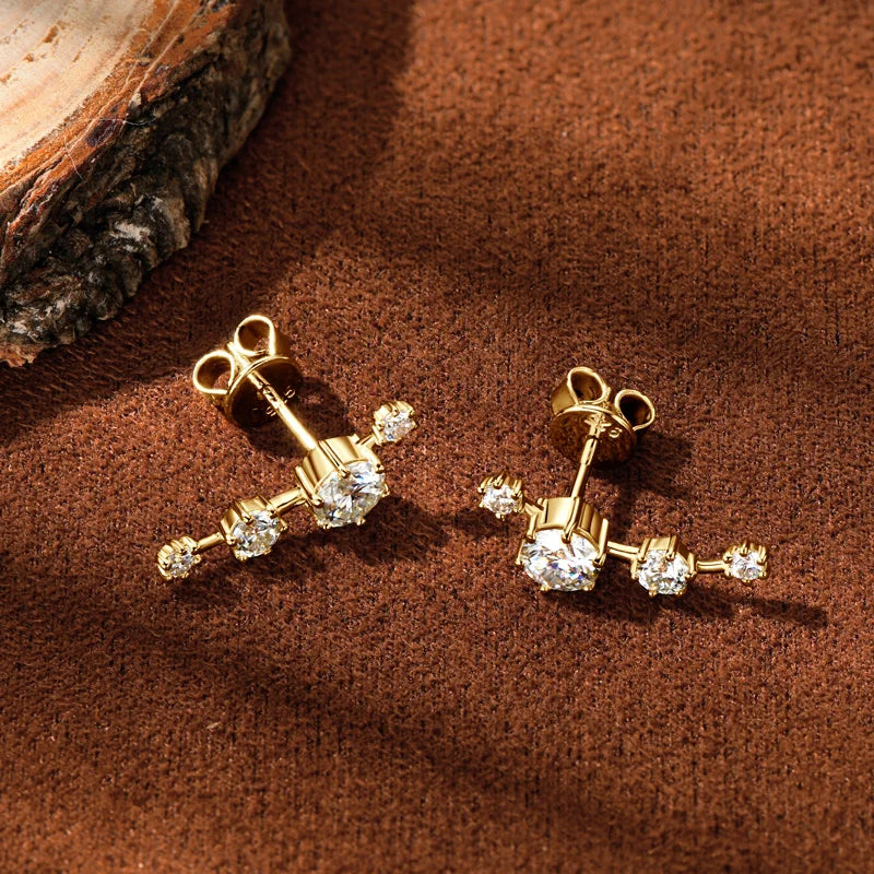 Four-Stone Moissanite Ear Climber Earrings in Sterling Silver