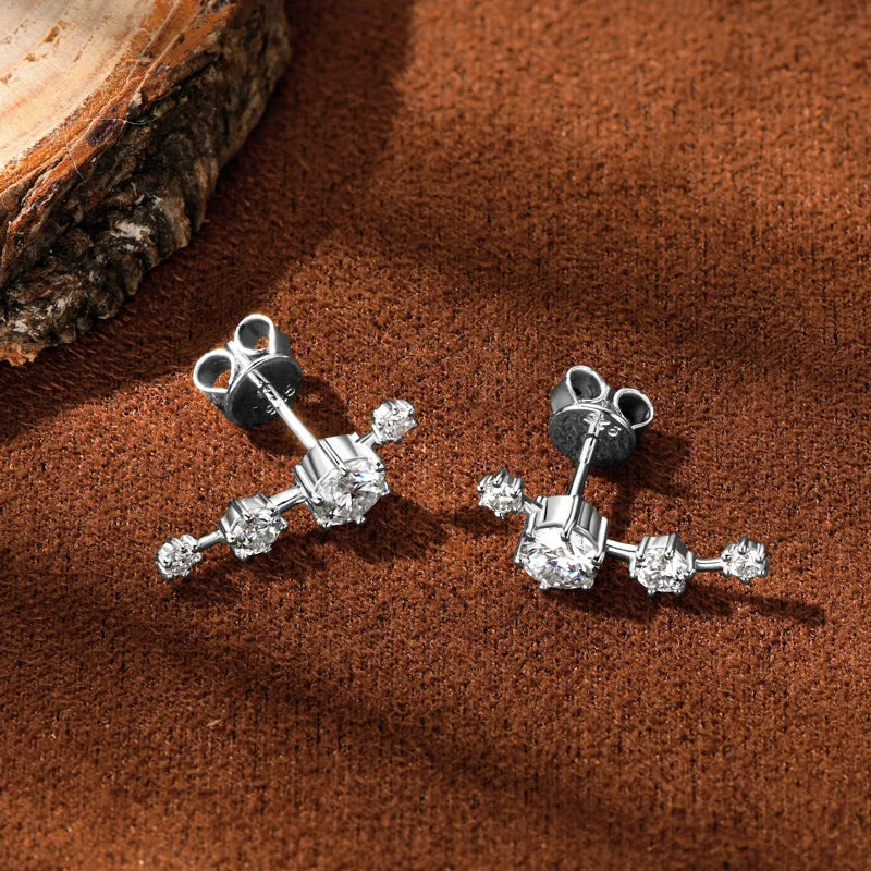 Four-Stone Moissanite Ear Climber Earrings in Sterling Silver