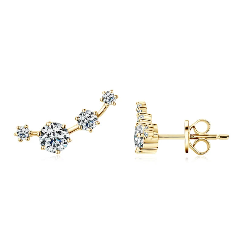 Four-Stone Moissanite Ear Climber Earrings in Sterling Silver