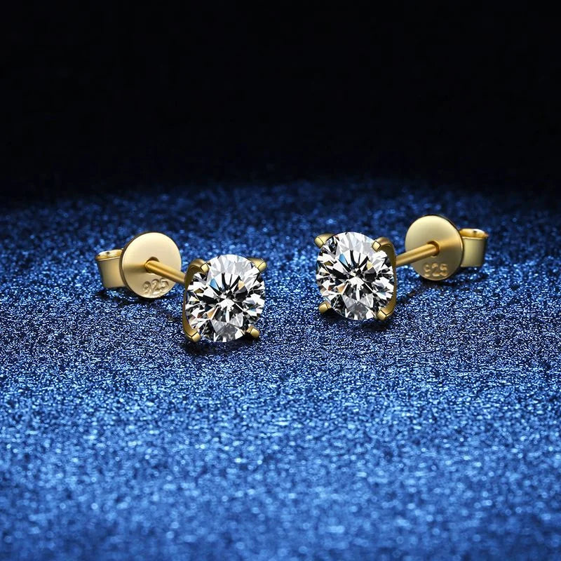 Moissanite 0.25-1.2 Carat D Color 925 Sterling Silver Stud Earrings Women
