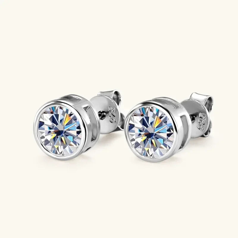 Moissanite Stud Earrings 0.5-2ct Certified NGTC 18K Yellow Gold Plt 925 Silver