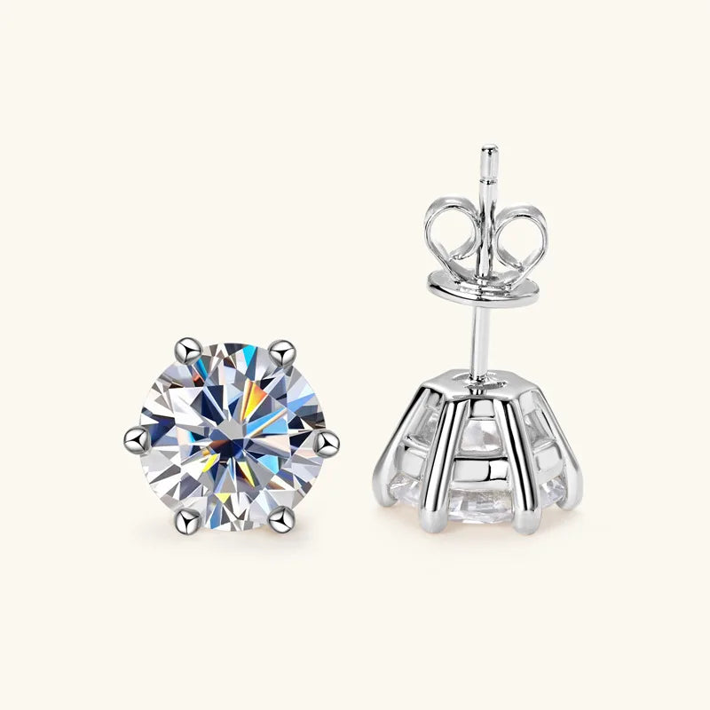 Moissanite Stud Earrings 0.5-2ct Certified NGTC 18K Yellow Gold Plt 925 Silver