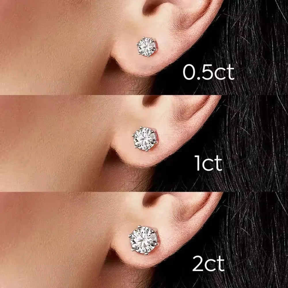 Moissanite Stud Earrings 1-6ct 21 Colors GRA Cert 925 Sterling Silver
