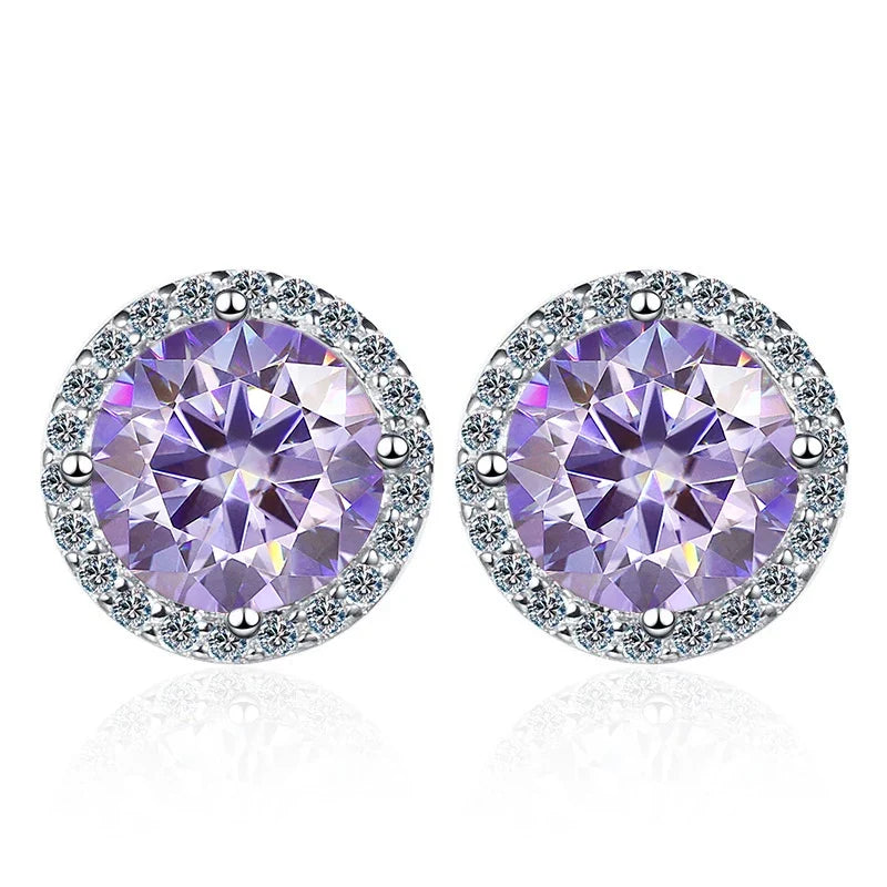 Moissanite Stud Earrings 0.8ct D Color 925 Sterling Silver 18K White Gold