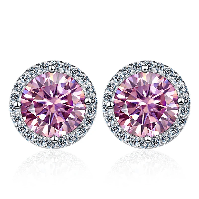 Moissanite Stud Earrings 0.8ct D Color 925 Sterling Silver 18K White Gold