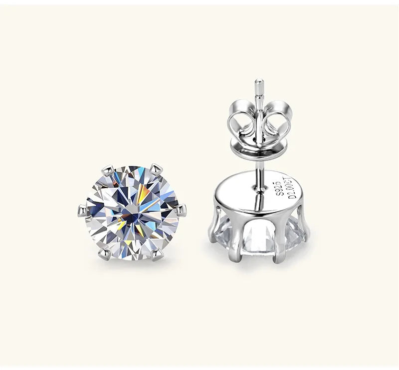 Moissanite Stud Earrings 0.2-6 Carat D-E Color 925 Sterling Silver