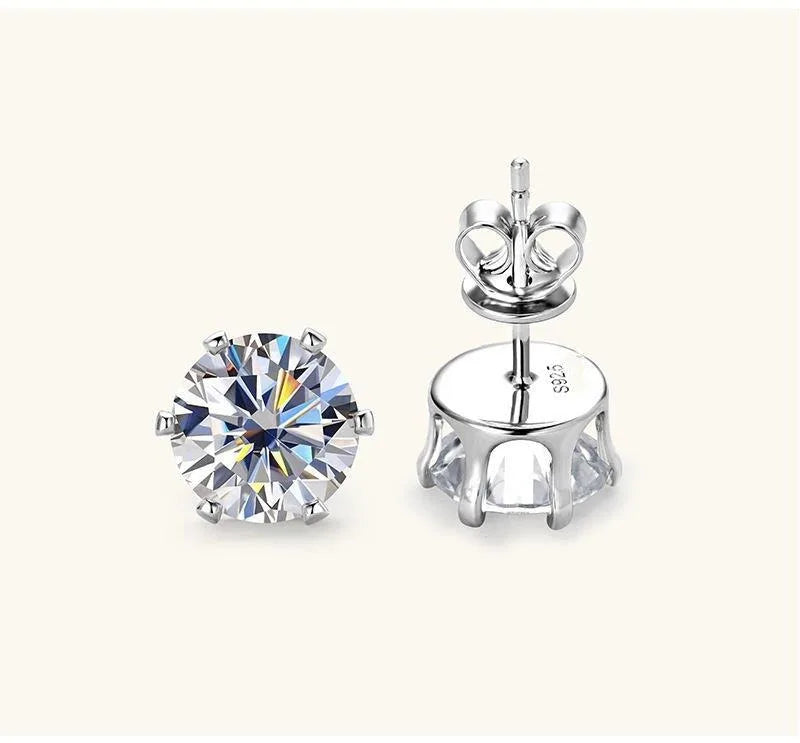 Moissanite Stud Earrings 0.2-6 Carat D-E Color 925 Sterling Silver