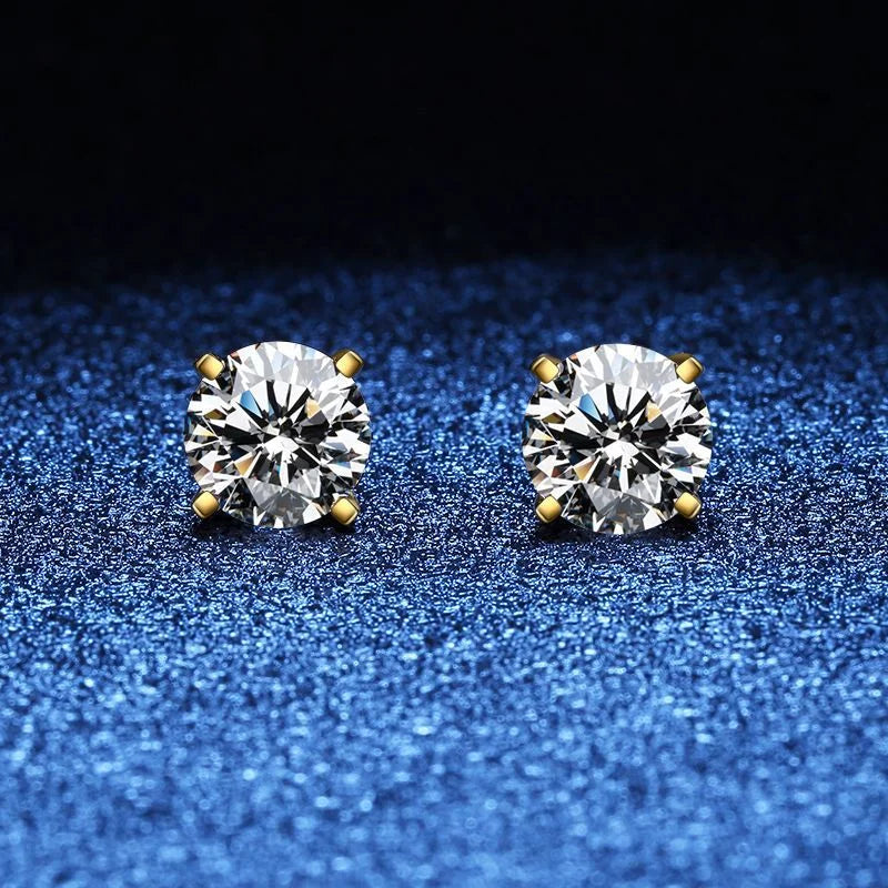 Moissanite 0.25-1.2 Carat D Color 925 Sterling Silver Stud Earrings Women