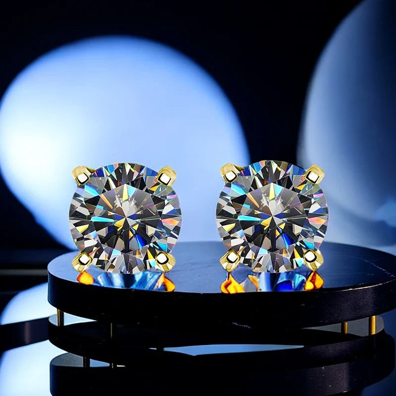 Gray Moissanite Solitaire Stud Earrings in Sterling Silver