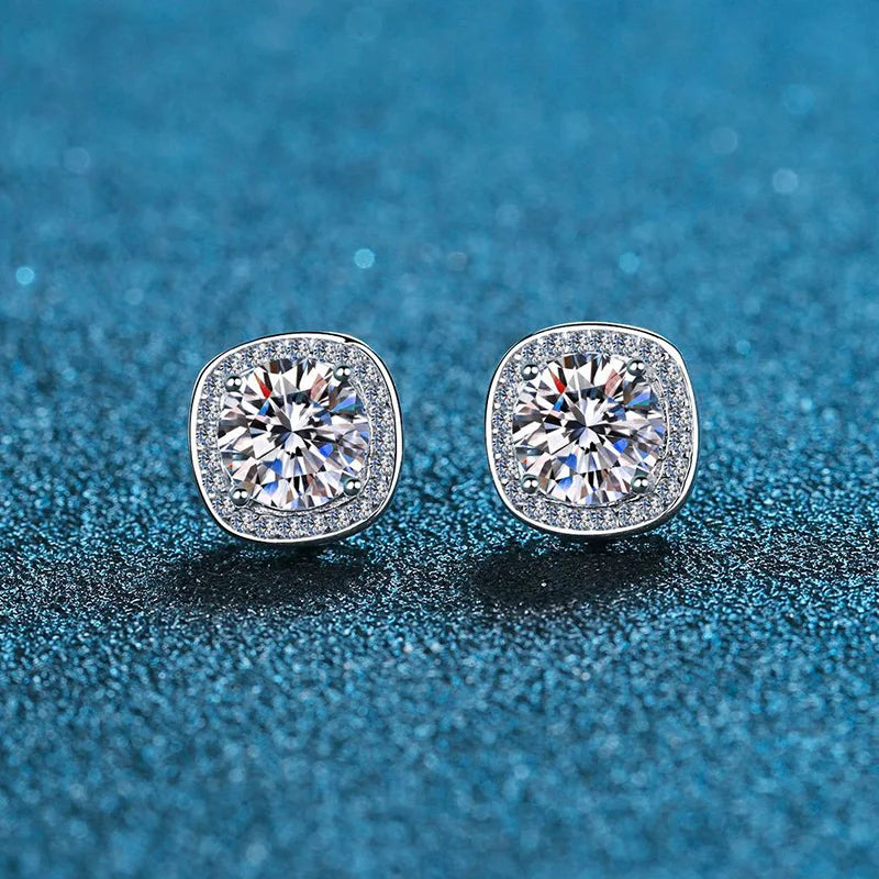 Moissanite Stud Earrings 0.5-1.0CT Multi 925 Sterling Silver 18K Plated Gift
