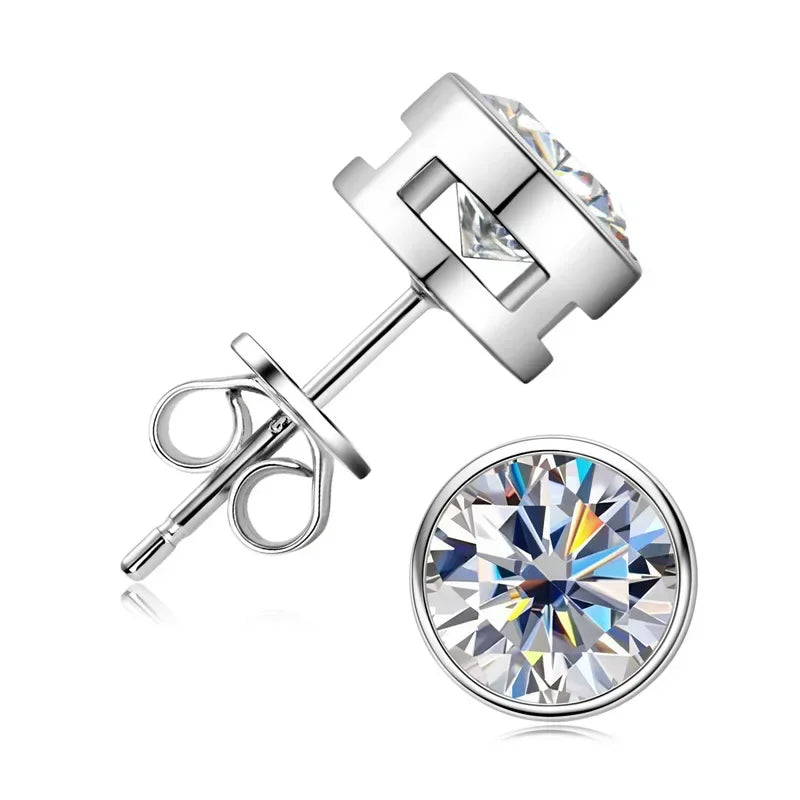 Moissanite Stud Earrings 0.5-2ct Certified NGTC 18K Yellow Gold Plt 925 Silver