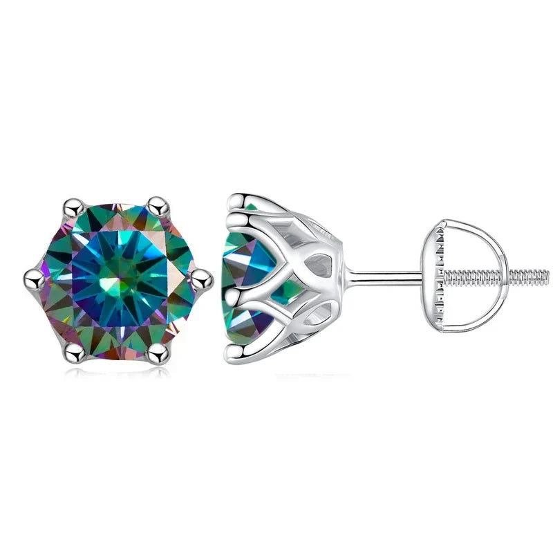 Moissanite Stud Earrings 0.5-2CT S925 Sterling Silver 18K 6-Prong Screw Backs