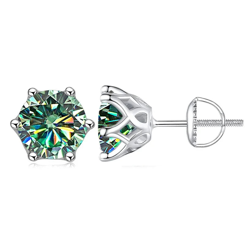 Moissanite Stud Earrings 0.5-2CT Screw Back S925 Sterling Silver 18K Plated