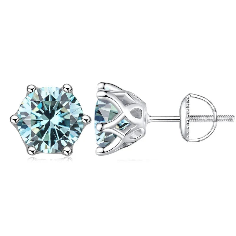 Moissanite Stud Earrings 0.5-2CT Screw Back S925 Sterling Silver 18K Plated