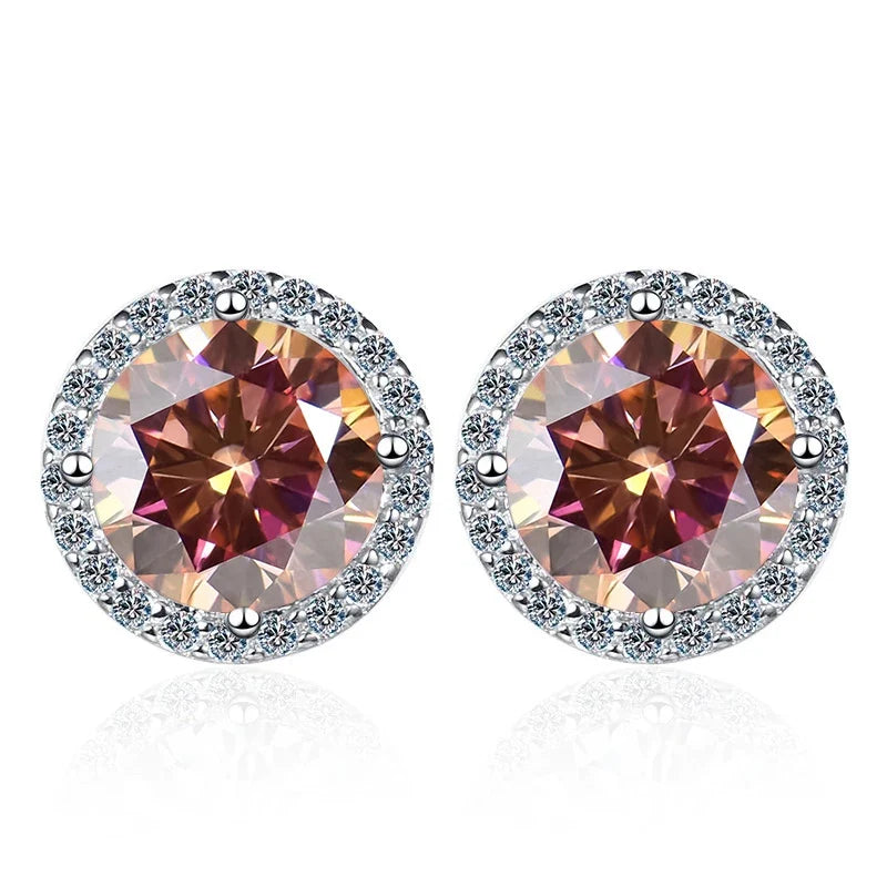 Moissanite Stud Earrings 0.8ct D Color 925 Sterling Silver 18K White Gold