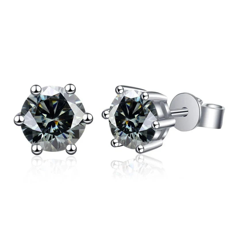 Moissanite Stud Earrings 1-6ct 21 Colors GRA Cert 925 Sterling Silver
