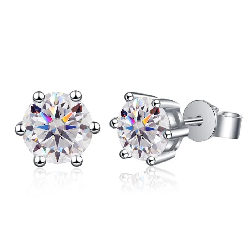 Moissanite Stud Earrings 1-6ct 21 Colors GRA Cert 925 Sterling Silver