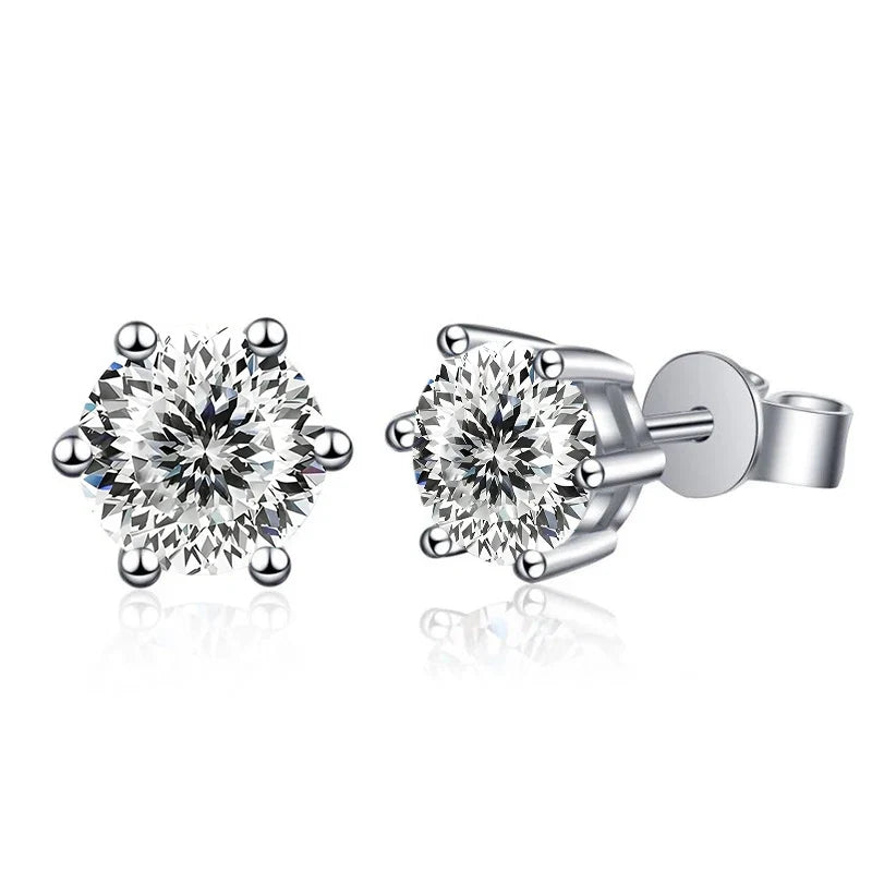 Moissanite Stud Earrings 1-6ct 21 Colors GRA Cert 925 Sterling Silver