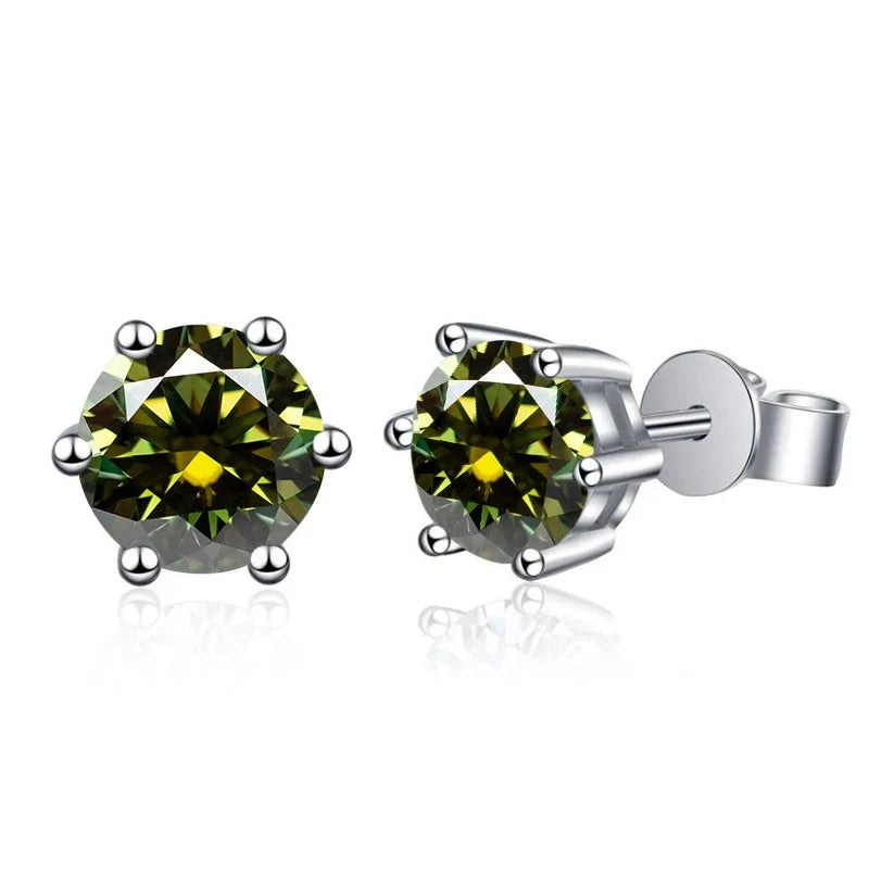 Moissanite Stud Earrings 1-6ct GRA Certified 21 Colors 925 Sterling Silver