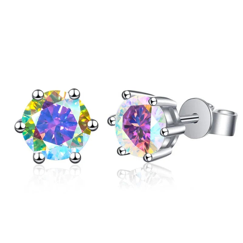 Moissanite Stud Earrings 1-6ct GRA Certified 21 Colors 925 Sterling Silver