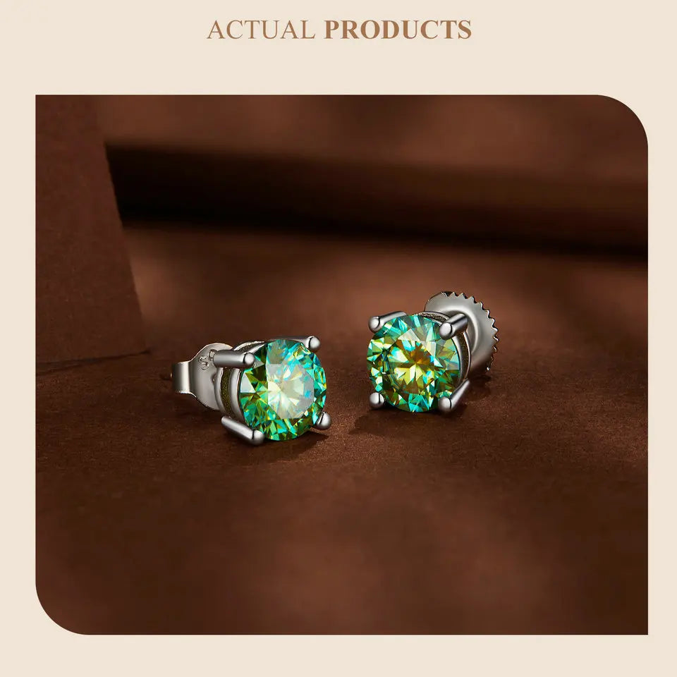 Moissanite Stud Earrings 2CT VVS1 925 Sterling Silver Screw Back Classic