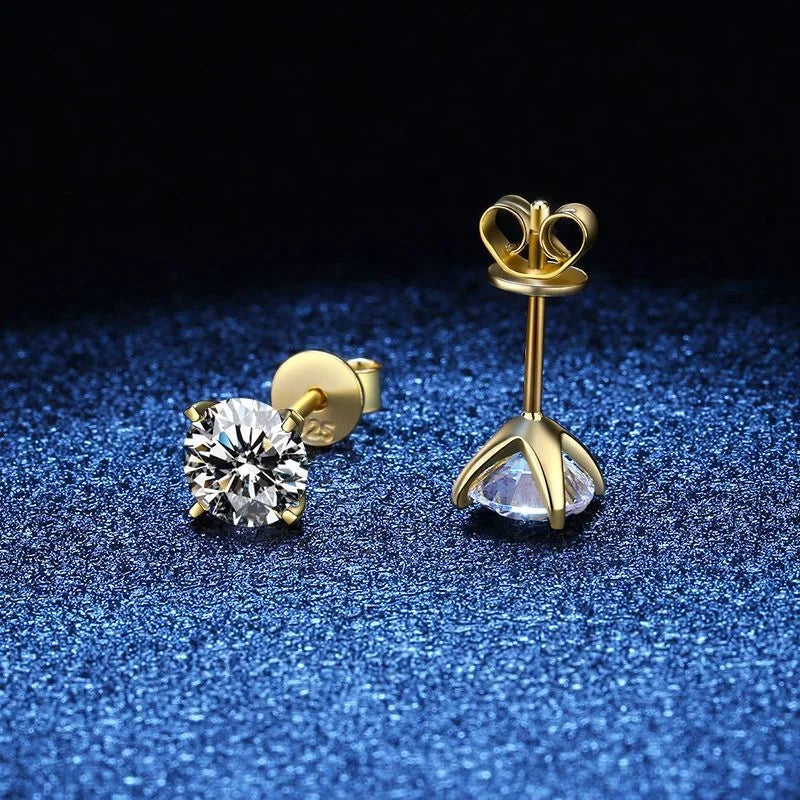 Moissanite 0.25-1.2 Carat D Color 925 Sterling Silver Stud Earrings Women