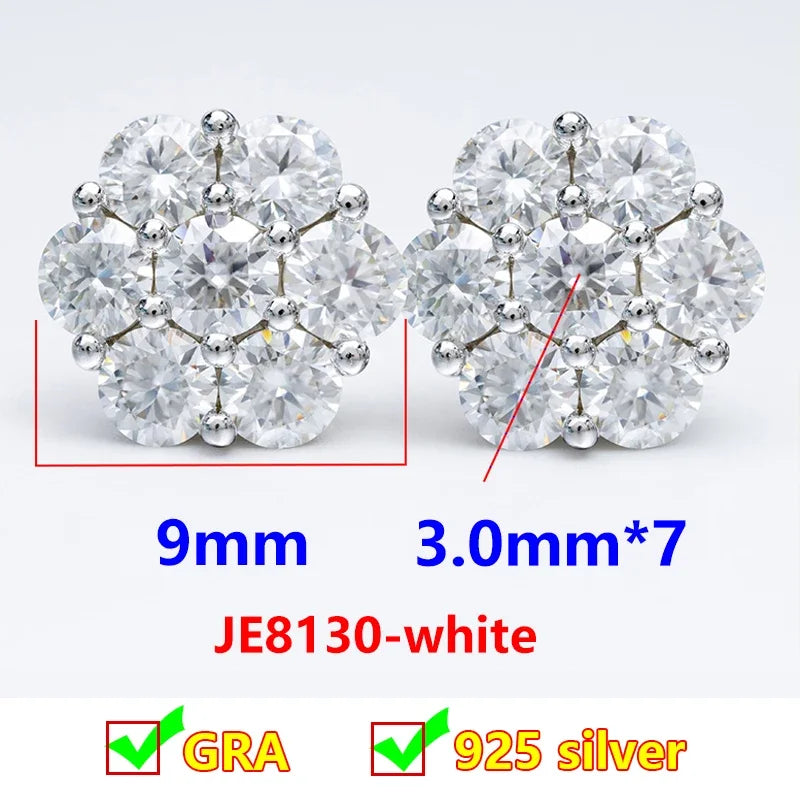 Seven-Stone Flower Moissanite Cluster Stud Earrings