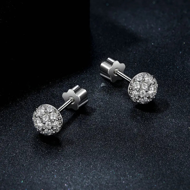 Moissanite Stud Earrings 925 Sterling Silver Hemisphere Dazzling For Mom