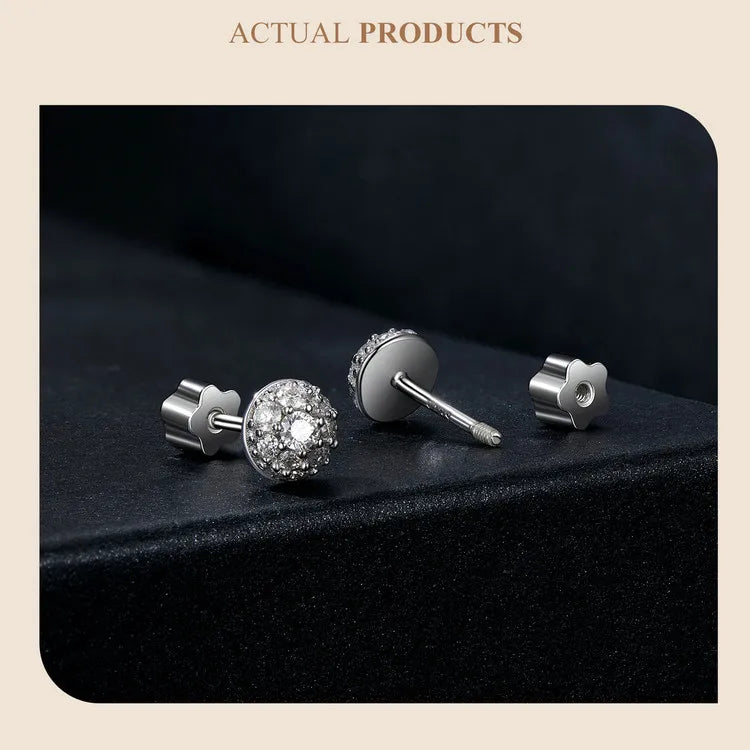 Moissanite Stud Earrings 925 Sterling Silver Hemisphere Dazzling For Mom
