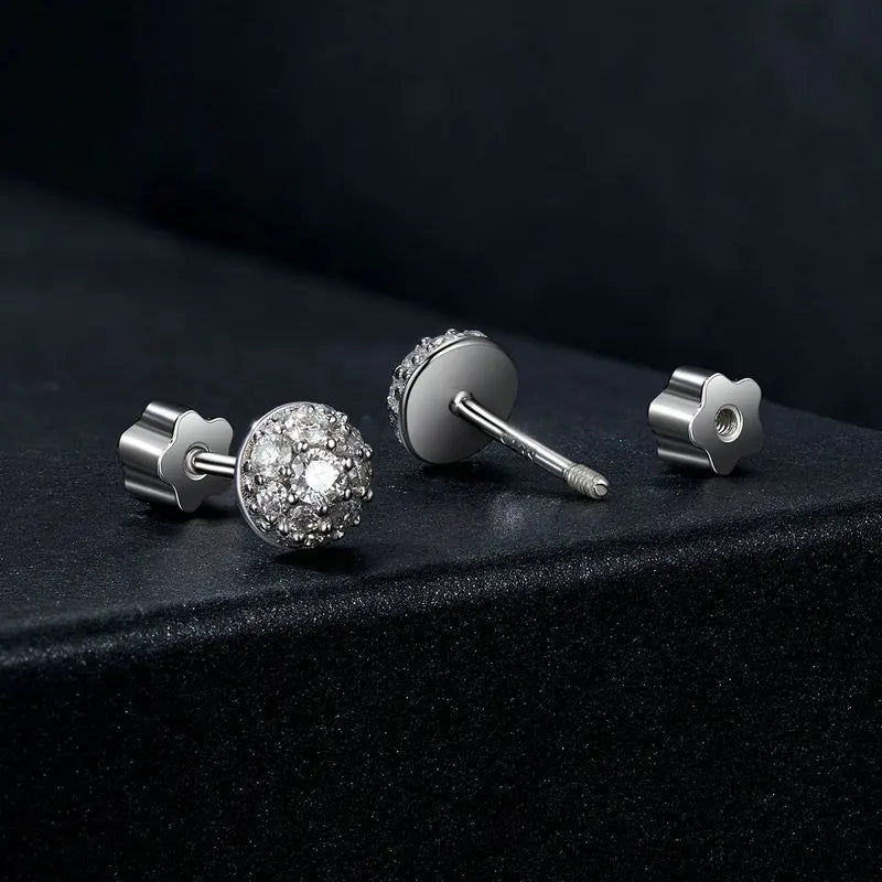 Moissanite Stud Earrings 925 Sterling Silver Hemisphere Dazzling For Mom