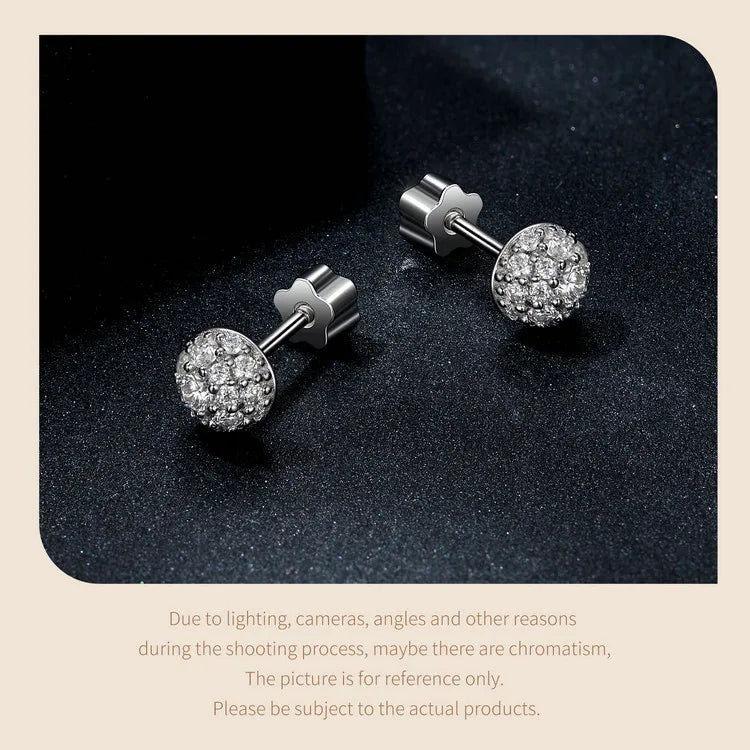 Moissanite Stud Earrings 925 Sterling Silver Hemisphere Dazzling For Mom