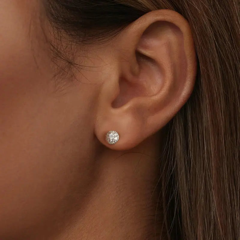 Moissanite Stud Earrings 925 Sterling Silver Hemisphere Dazzling For Mom