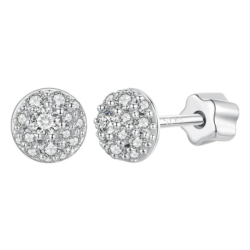 Moissanite Stud Earrings 925 Sterling Silver Hemisphere Dazzling For Mom