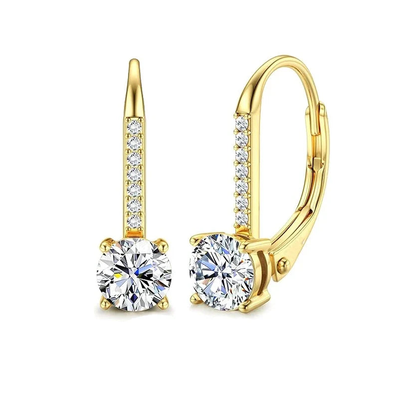 Moissanite Bar Leverback Drop Earrings in Sterling Silver