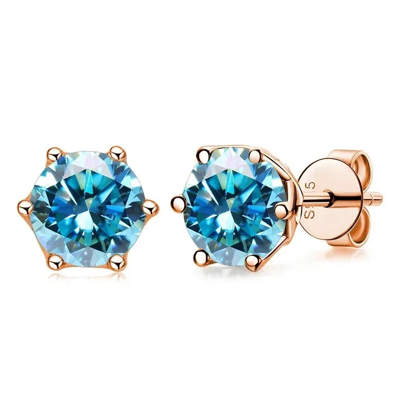 Moissanite Stud Earrings 0.5/1/2 CT Rose Gold Plated Sterling Silver 925