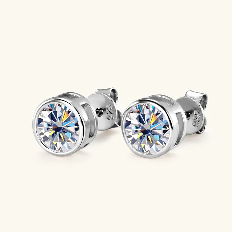Moissanite Stud Earrings 0.5-2ct Certified NGTC 18K Yellow Gold Plt 925 Silver