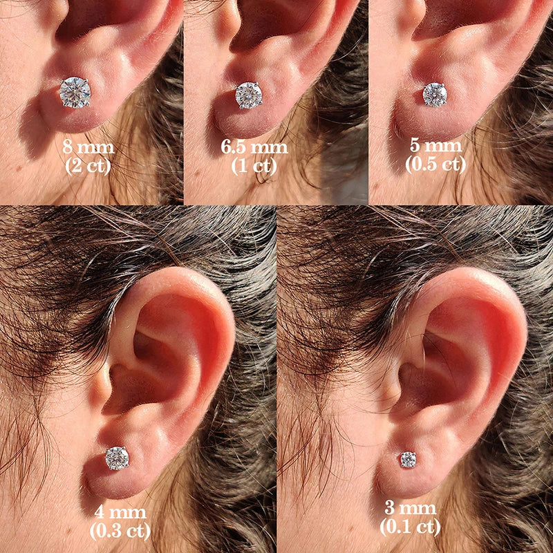 Moissanite Stud Earrings 0.1-3CT S925 Sterling Silver Platinum Plated Bride