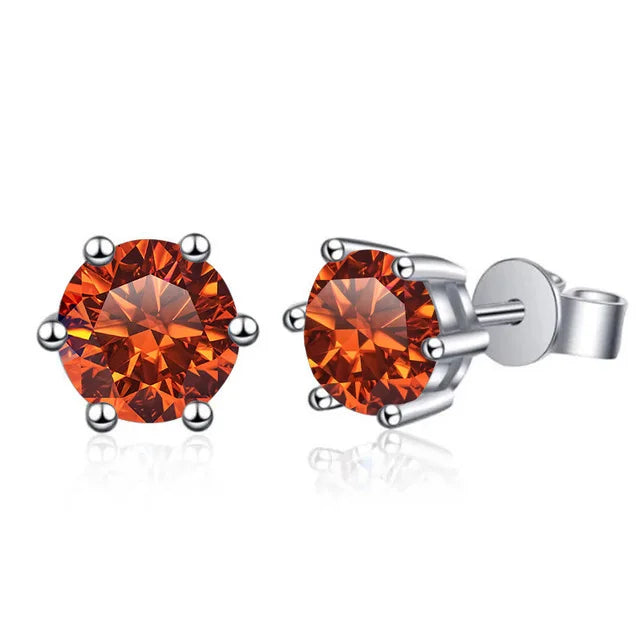Moissanite Stud Earrings 1-6ct 21 Colors GRA Cert 925 Sterling Silver