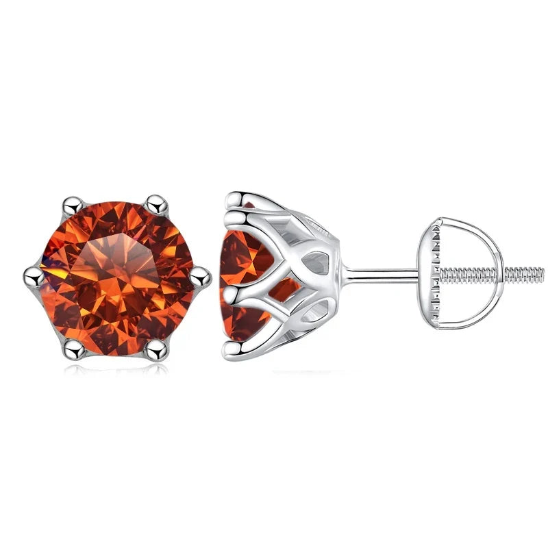 Moissanite Stud Earrings 0.5-2CT S925 Sterling Silver 18K 6-Prong Screw Backs